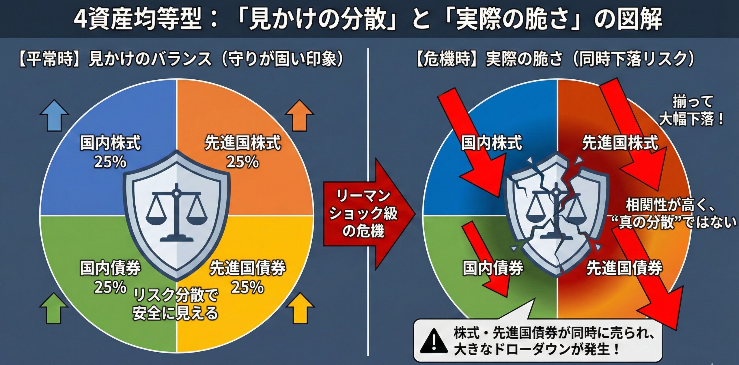 守りが固いようで意外と脆い4資産均等型