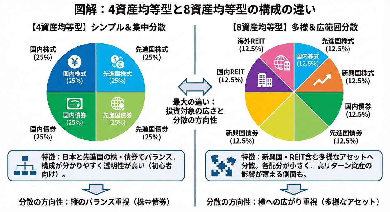 4資産均等型と8資産均等型の違い図解