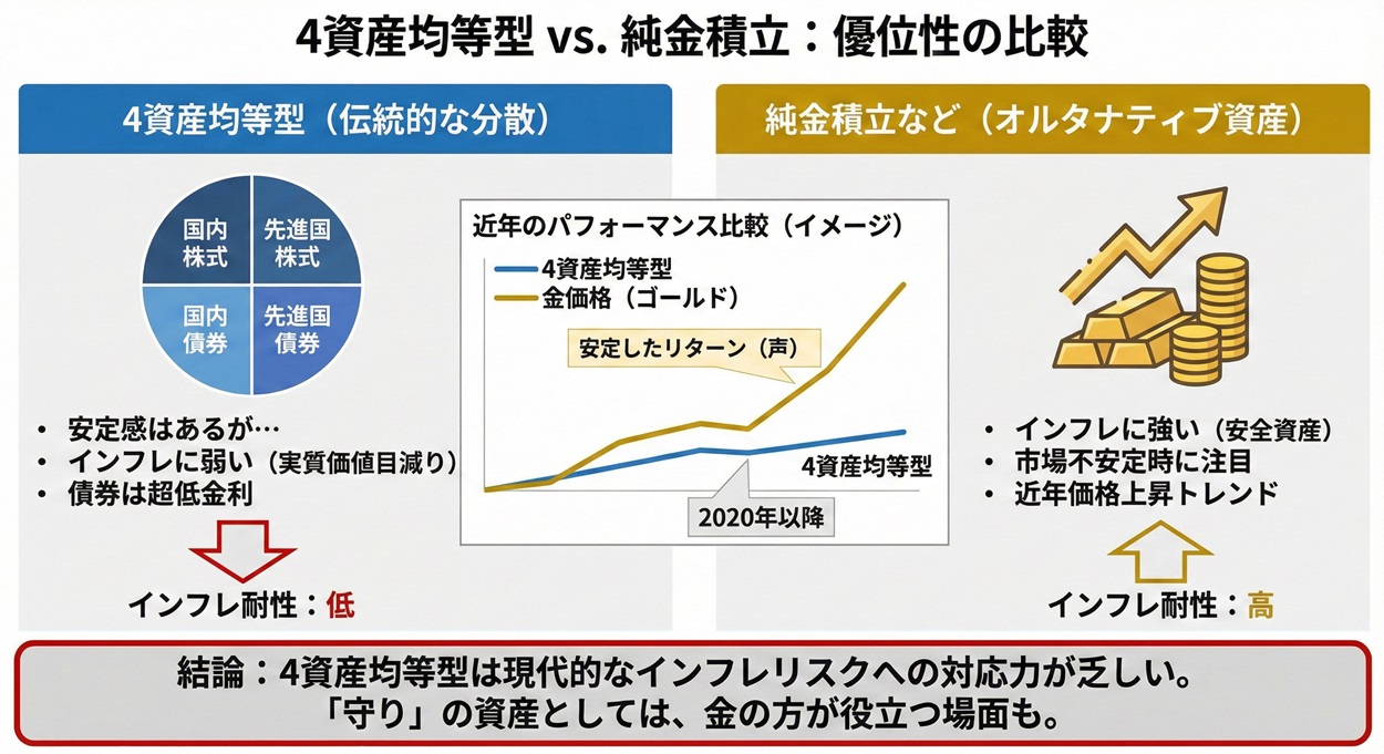 4丁目と純金積立の比較