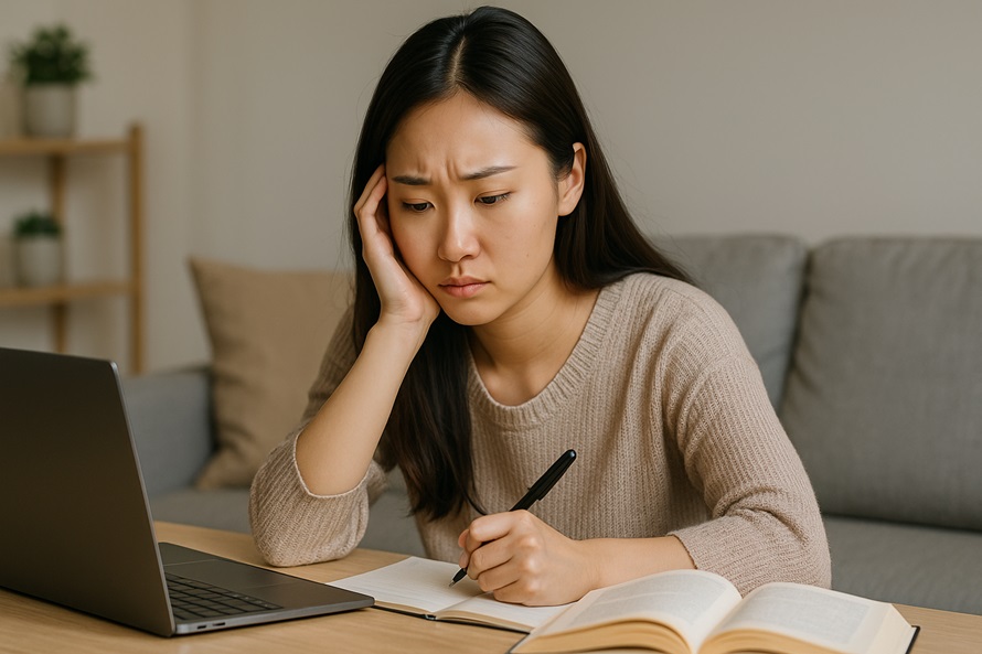 独学で投資を勉強する女性