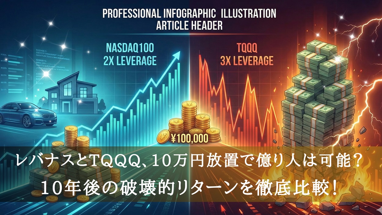 レバナスとTQQQ、10万円放置で億り人は可能？