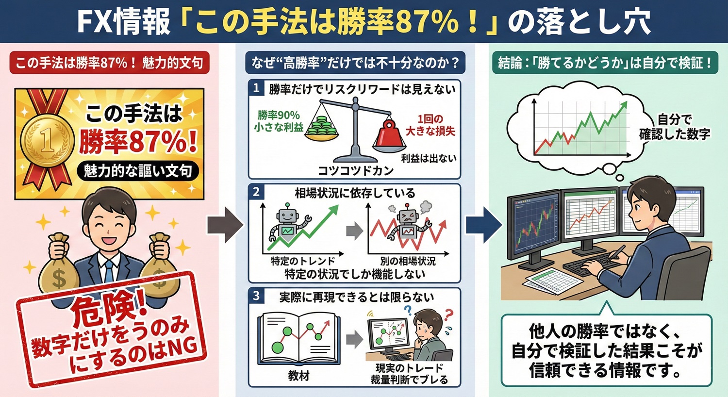 FX「勝率●％の手法」の落とし穴