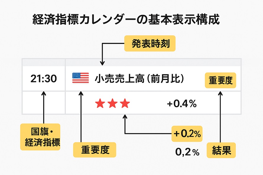 経済指標カレンダーの基本表示構成