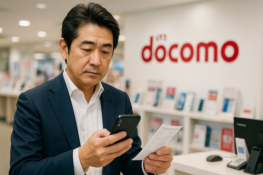 スマホの通信プランを見直す男性