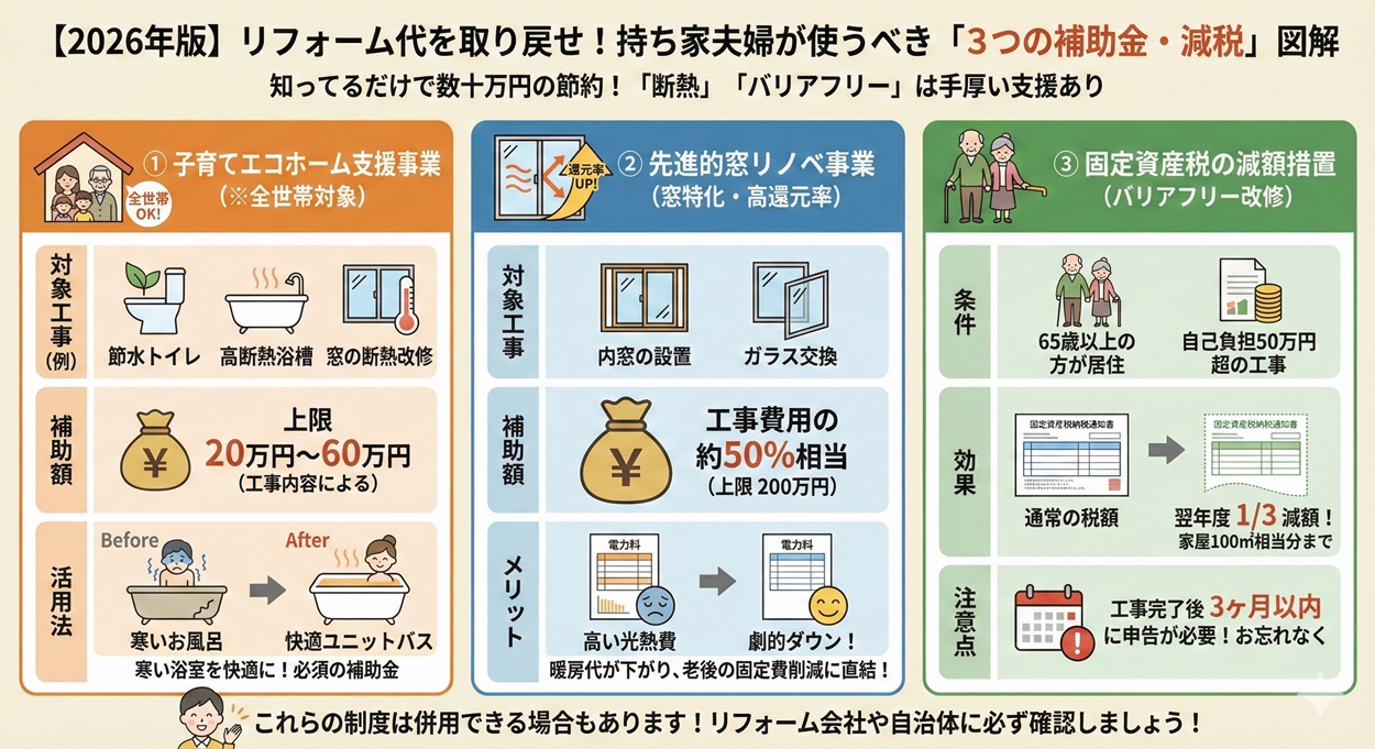 持ち家夫婦二人が使うべき「3つの補助金・減税」