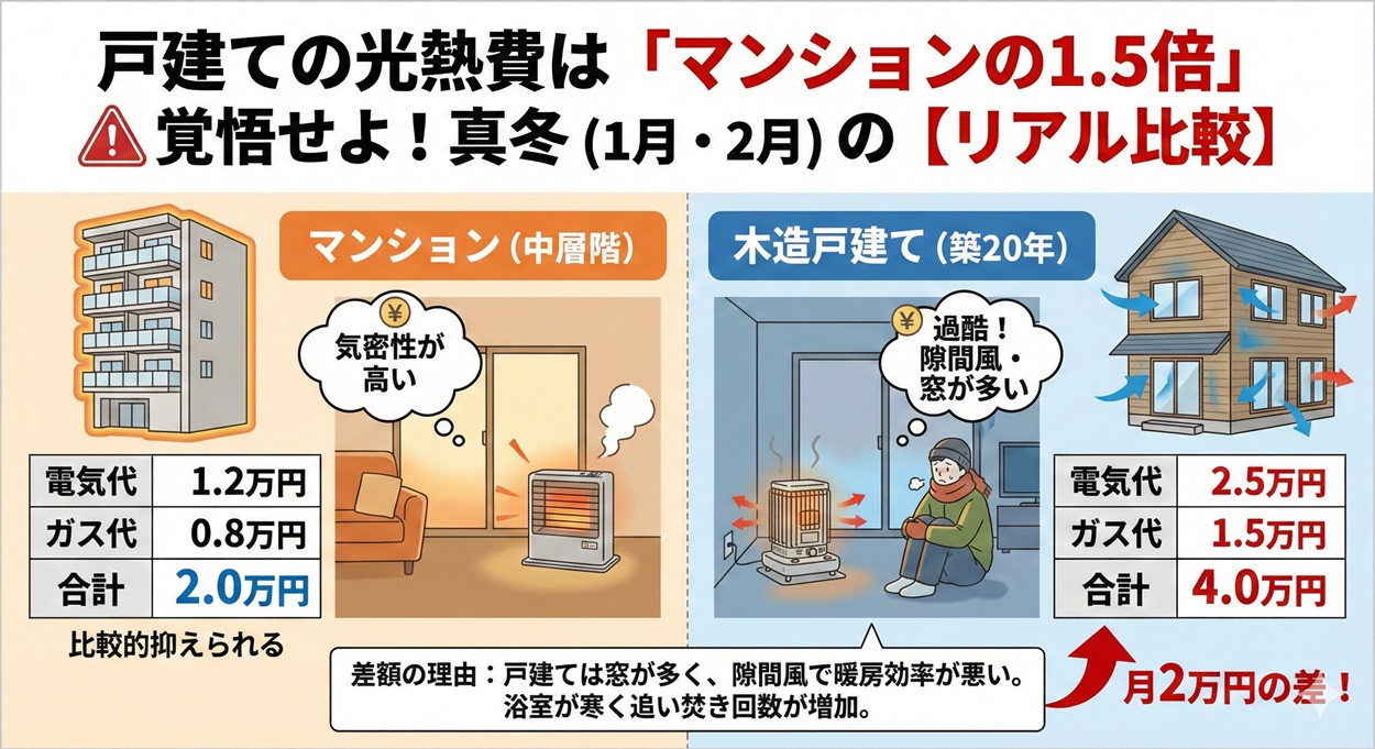 【リアル比較】真冬(1月・2月)の光熱費